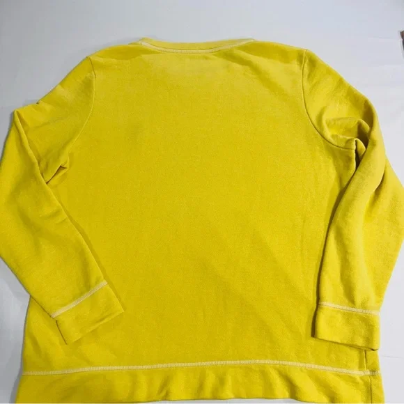 Kim Rogers Yellow Crewneck Lightweight Sweatshirt,Palm Tree Embroidered Logo, XL - Picture 6 of 11